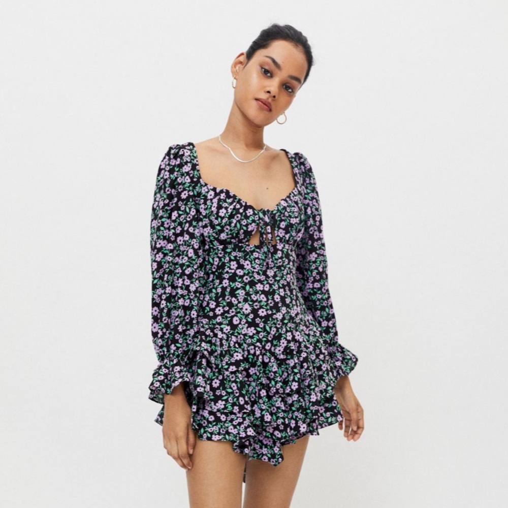 “Kiss The Sky Violet Tiered Mini Dress”